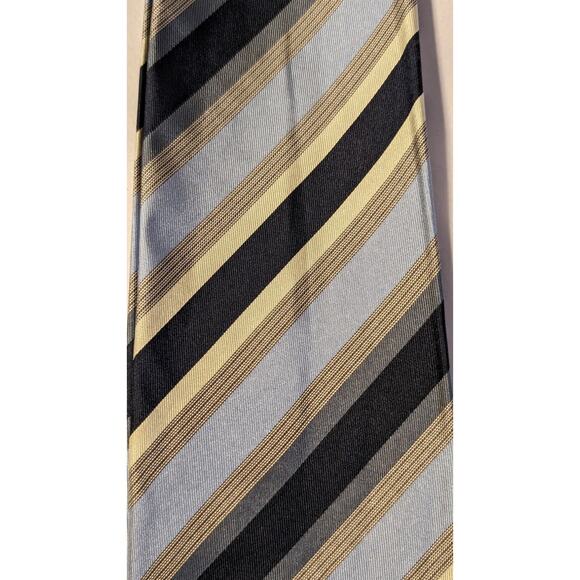 Hermes Paris Vintage 100% Silk Blue Stripe Neck Tie Authentic - Picture 10 of 11